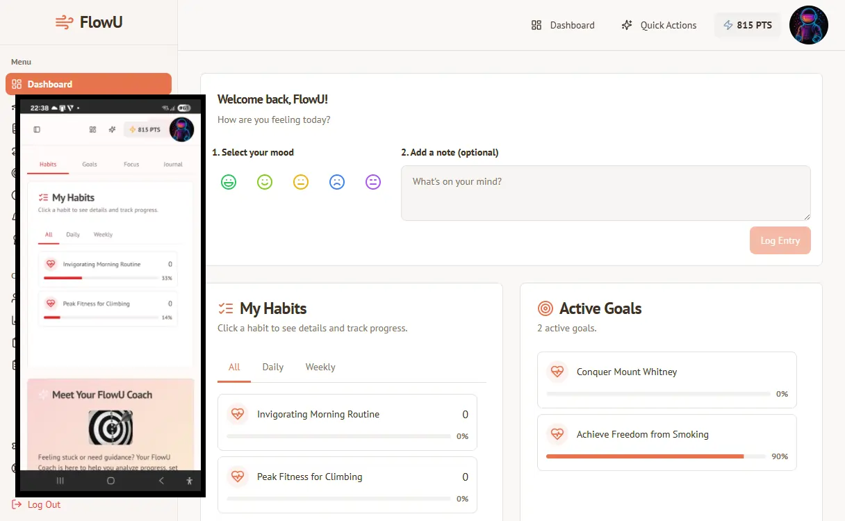 FlowU App Dashboard
